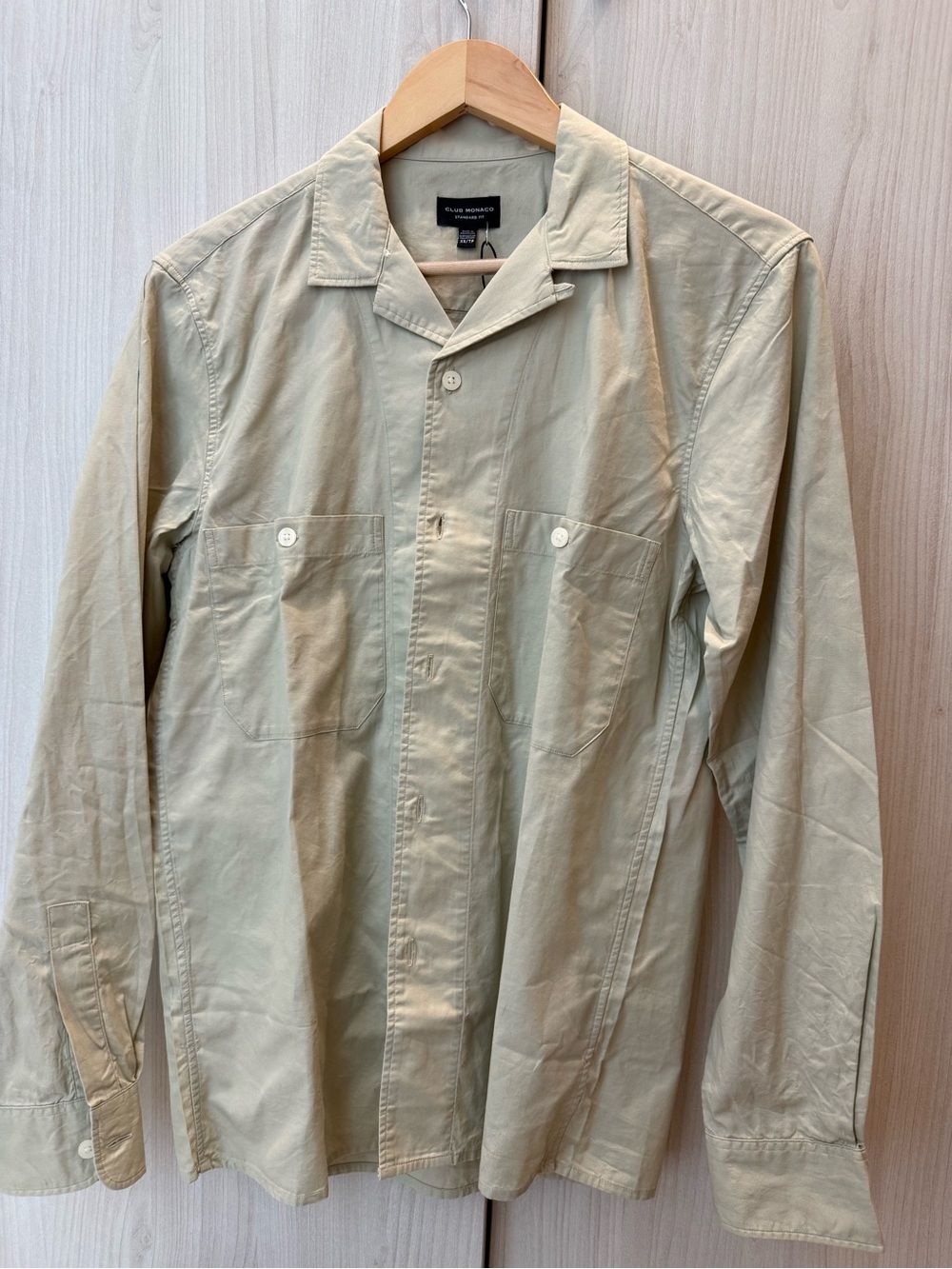 Club Monaco Light Beige Button-Up Shirt Jacket